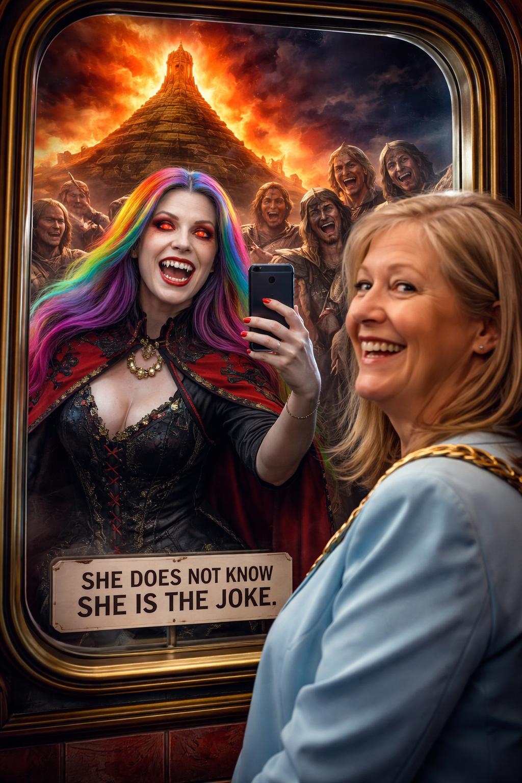 She does not know she is the joke