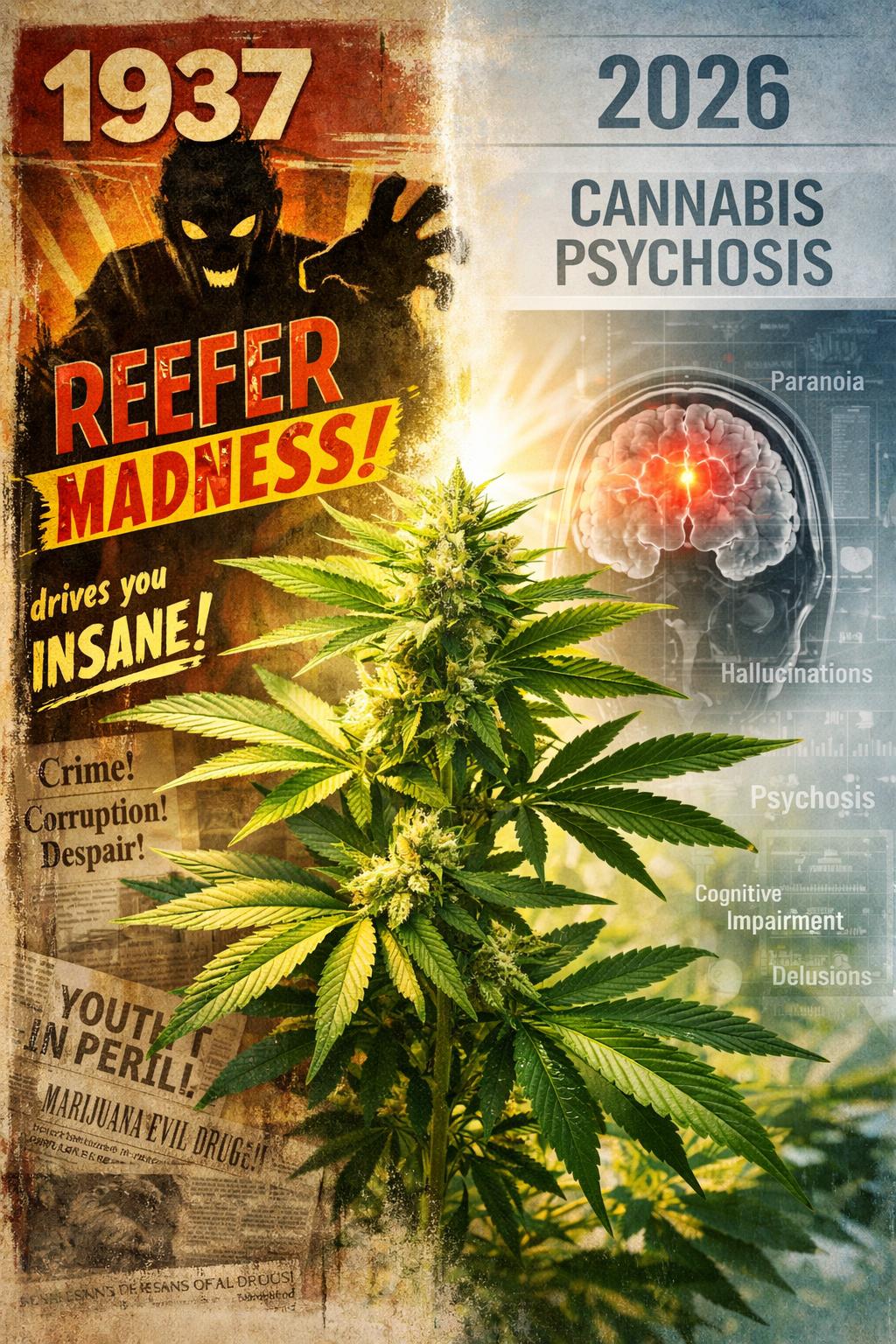 1937 Reefer Madness / 2026 Cannabis Psychosis — The vocabulary changes. The structure does not.