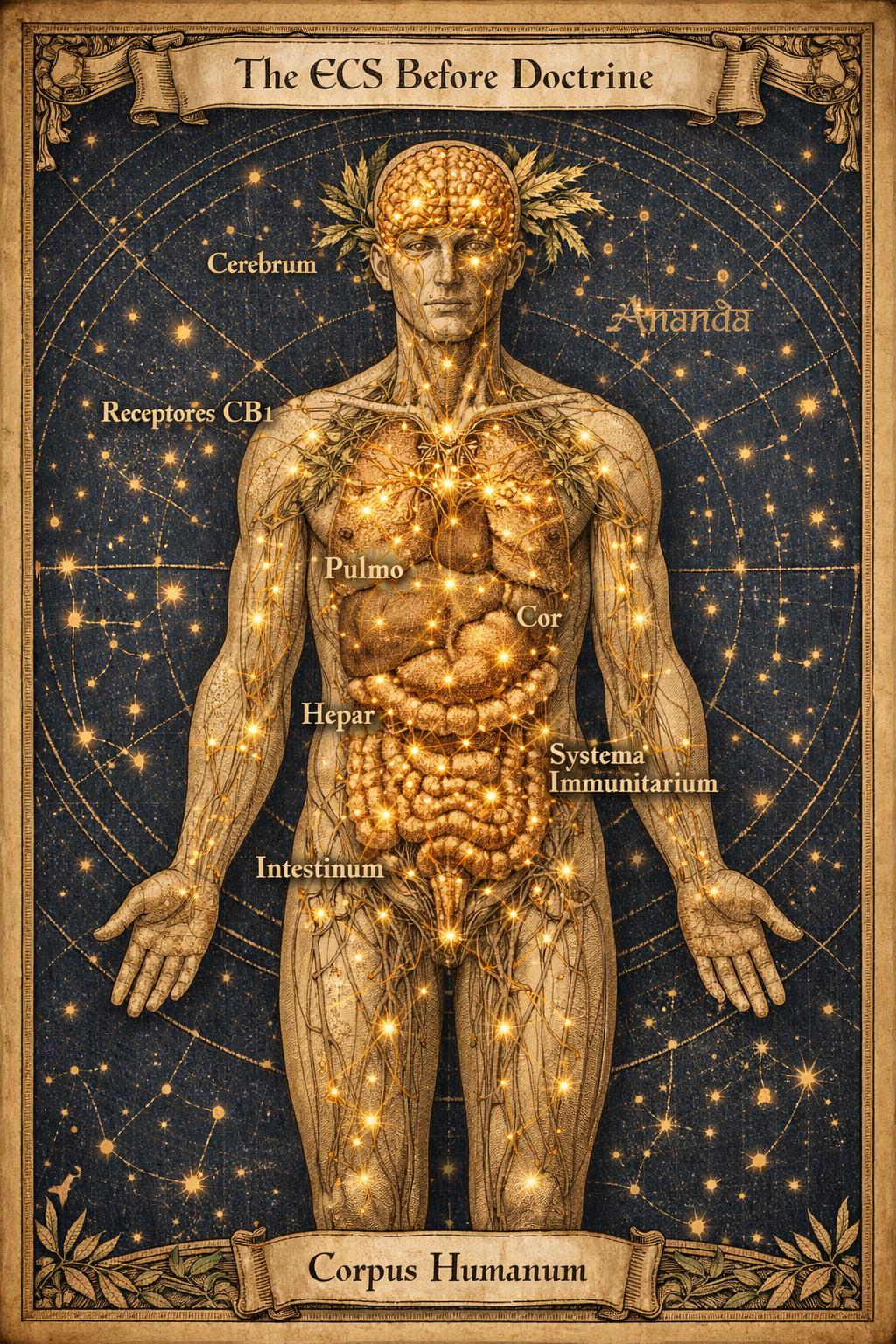 The ECS Before Doctrine — Corpus Humanum · CB1 Receptors · Ananda · Every organ illuminated
