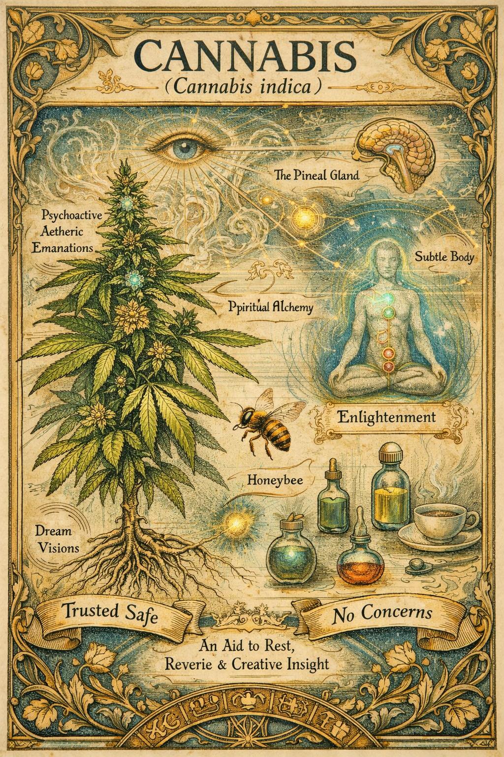 Cannabis indica — An Aid to Rest, Reverie and Creative Insight · Trusted Safe · No Concerns