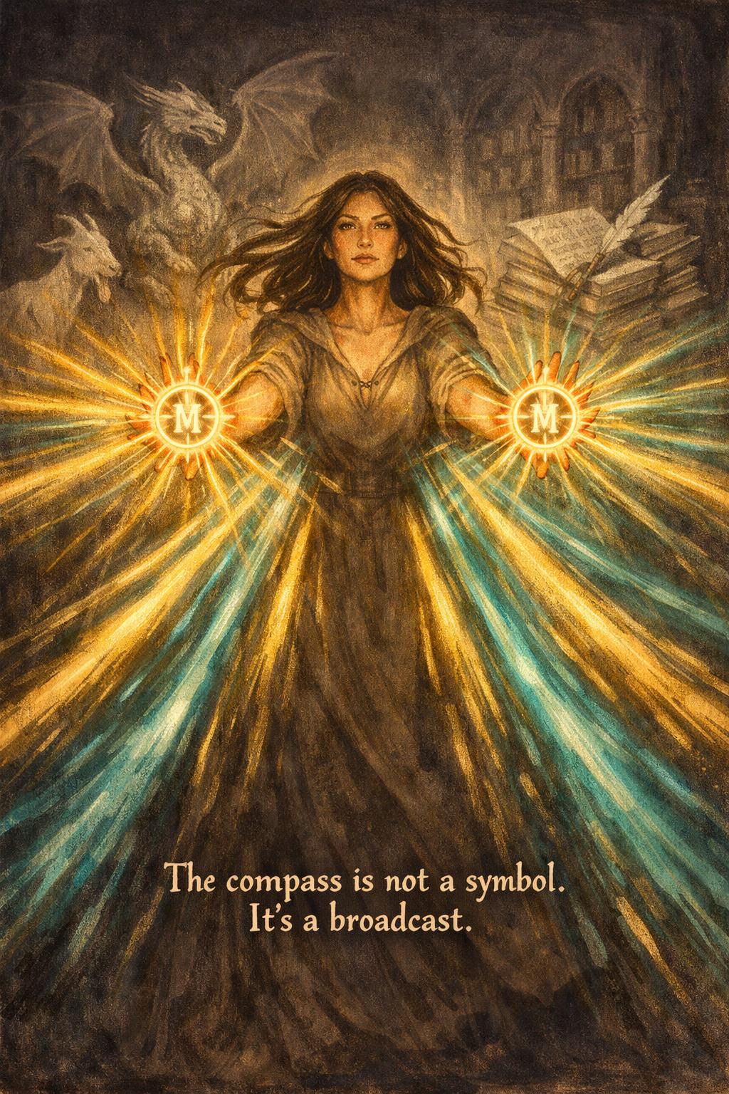 The compass is not a symbol. It's a broadcast.